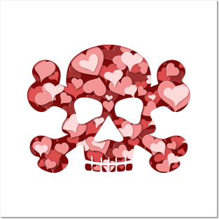 Heart filled Skull and crossbones Posters and Art
